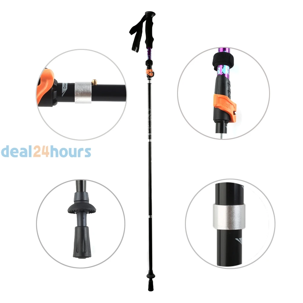 2 unids/lote bastones Palos anti-choque plegable ajustable telescópica polos para senderismo trekking aluminio