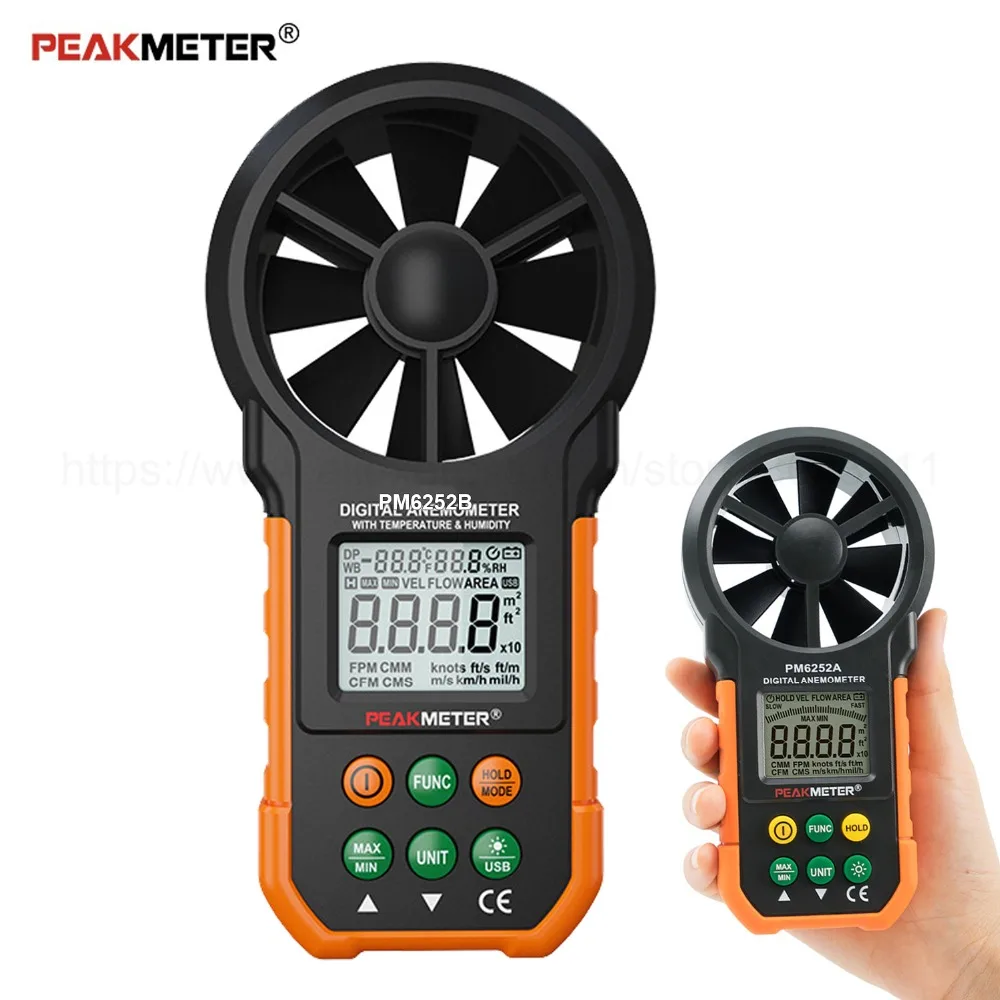 

Handheld Digital Anemometer USB Multifunction Air Velocity/Temperature/Relative Humidity/Air Flow Digital Thermal Anemometer