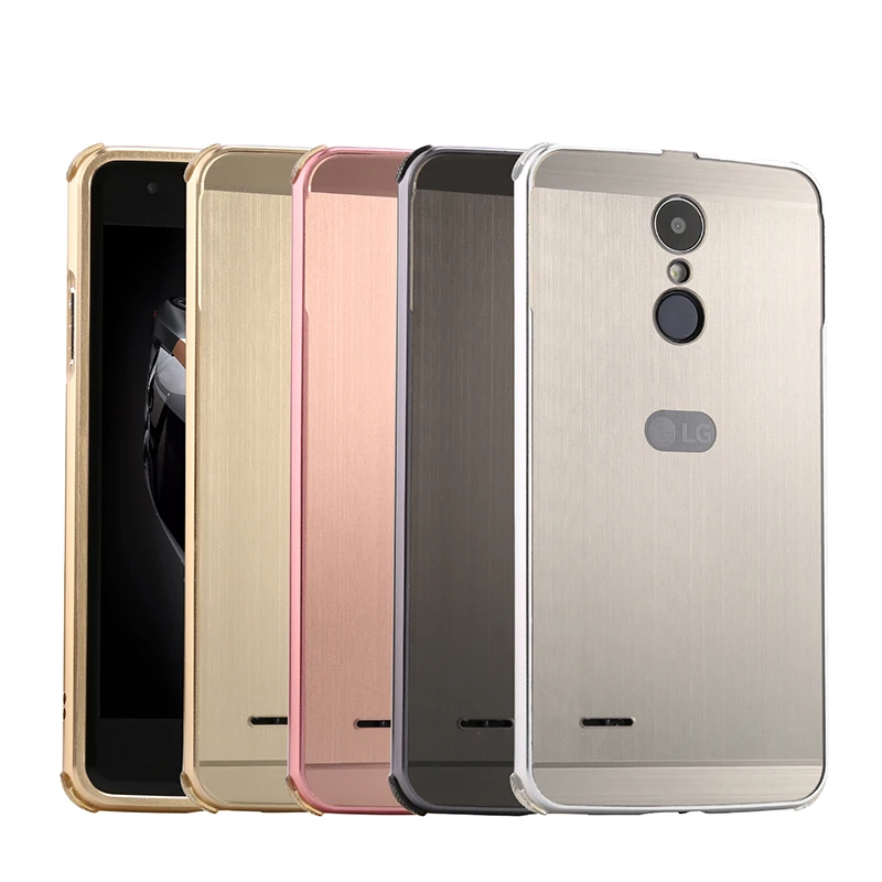 For LG K8 2017 X240 5 0 Case Plating Metal Frame with Brushed Back Cover Hard