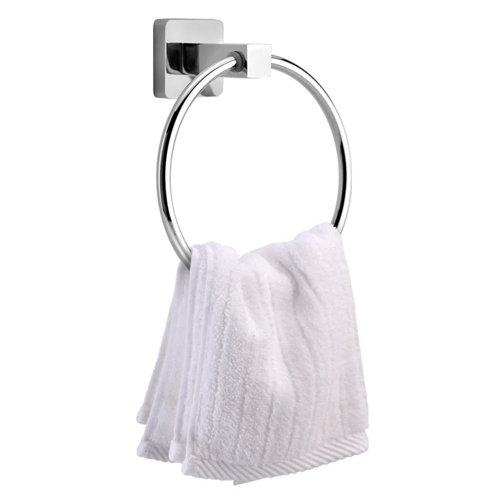 Stainless Steel Round Style Wall Mounted Towels Ring Holder Hanger