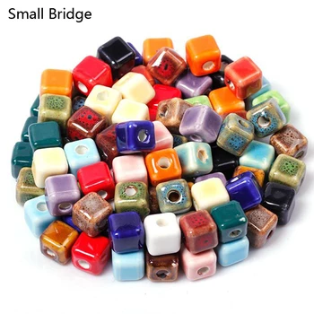 

10mm Charm Multi Color Glaze Cube Ceramic Beads For Jewelry Making Bracelet DIY Accessories Loose Porcelain Bead WholesaleT251