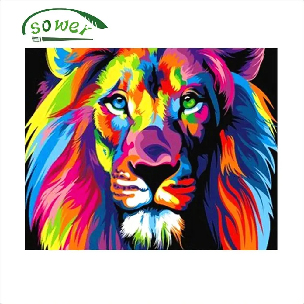 

Lion Painting By Numbers Frameless Colorful Animals Abstract Painting Diy Digital Modern Wall Art Picture For Home Wall Artwork
