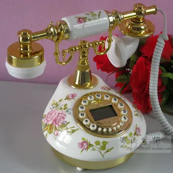 

The genuine antique telephone hands-free blue ceramic retro pastoral household telephone caller