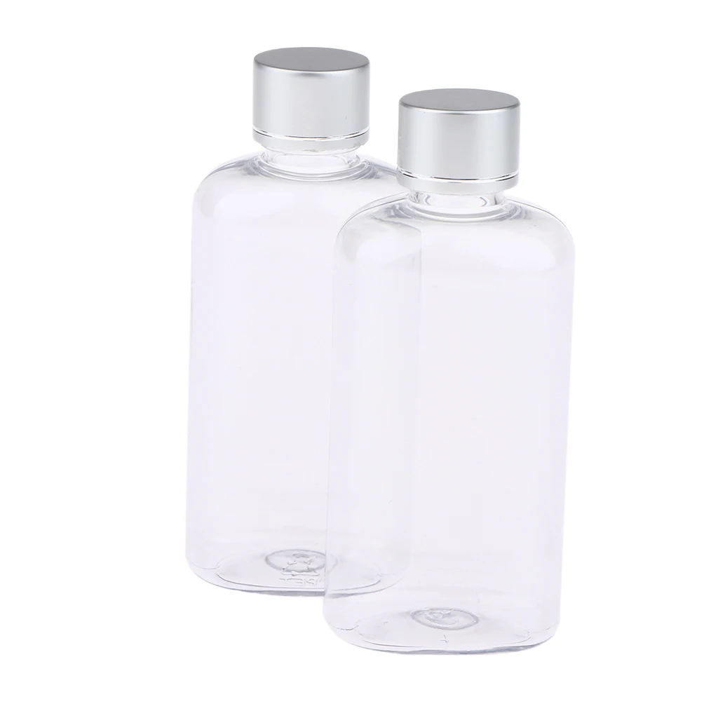 2Pcs 100ml Empty Clear Plastic Bottles Tubes Screw Caps Containers for Shampoo Lotions Toners