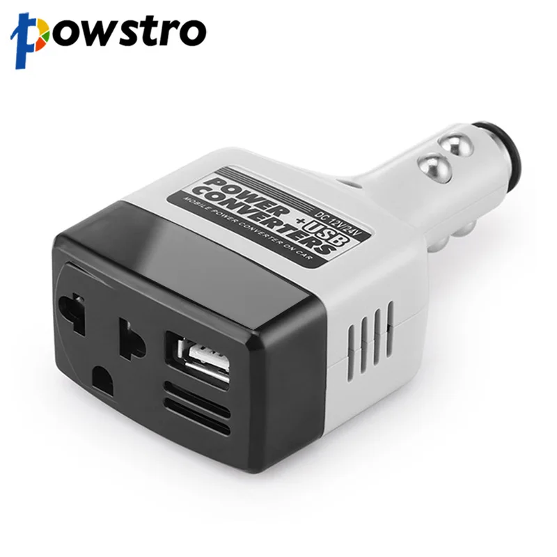 

Powstro DC 12V to AC 220V Car Charger Power Inverter Converter 6W Modified Sine Wave Power with USB Output for Smartphone Tablet