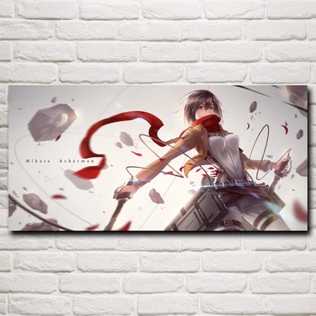 

FOOCAME Attack On Titan Poster Japanese Anime Silk Art Prints Home Decoration Painting Decorative Wall Pictures for Living Room