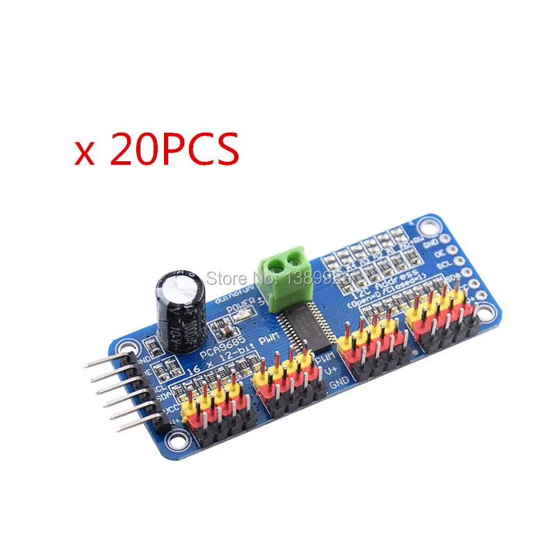 20 шт./лот 16 канал 12-бит ШИМ/Servo Driver-I2C интерфейс PCA9685 модуль для Arduino или Raspberry Pi щит модуль Servo Щит