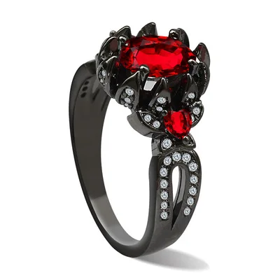 Панк Diablo серии кровавых цветов кольца, boulder элегантные кольца модные вечерние ювелирные изделия размер 5-12 рубиновое кольцо