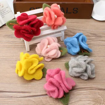 

Free Shipping 10PCS Big Size Wool Felt Crochet Flower Craft Button Patch Sticker Fit for Girls Headband Hair Jewelry Garment