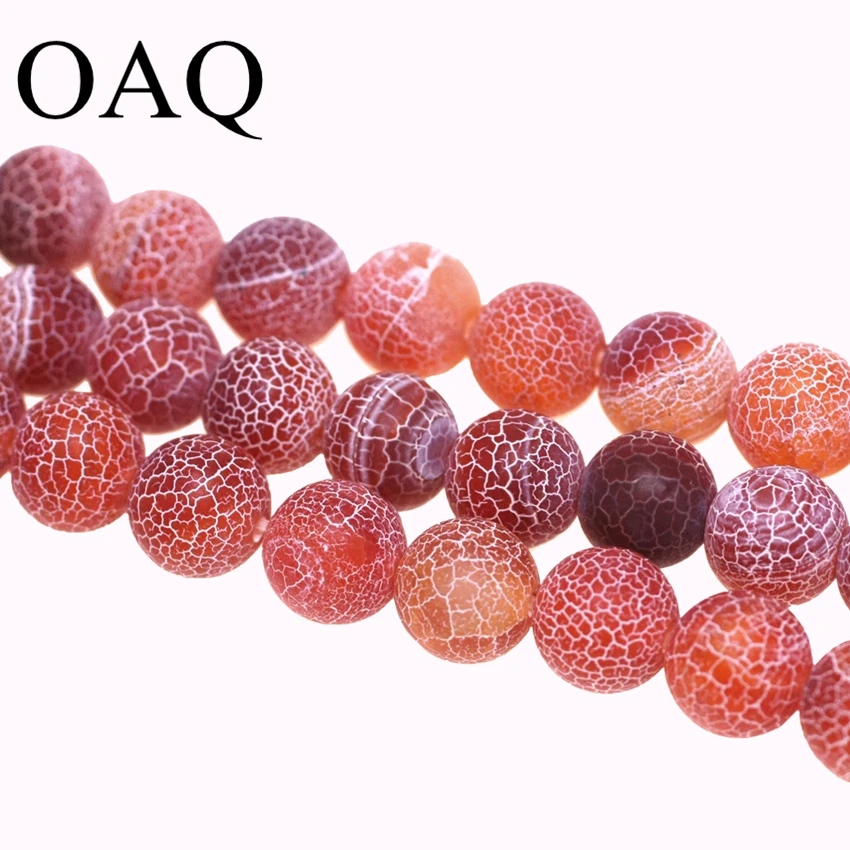 

Wholesale Brown Nature Stone Beads Frost Cracked Dream Fire Dragon Veins Carnelian Beads 4 6 8 10 12mm Pick Size