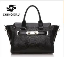 2015 Vintage 6 Color Serpentine Portable Bags Fashion Trapeze Bag Elegant Women’s Genuine Leather Handbags