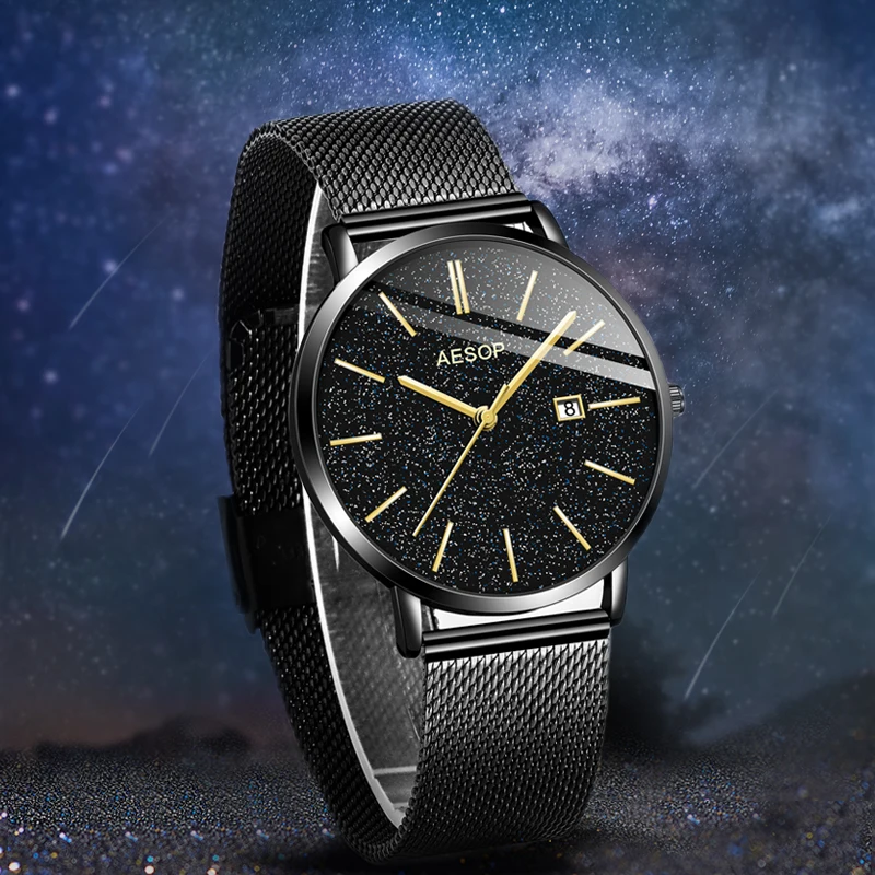 

AESOP Relogio Masculino Quartz Watch Men Luxury Top Brand Watches Luxury Male Clock Waterproof Date Stainless Steel Wristwatch