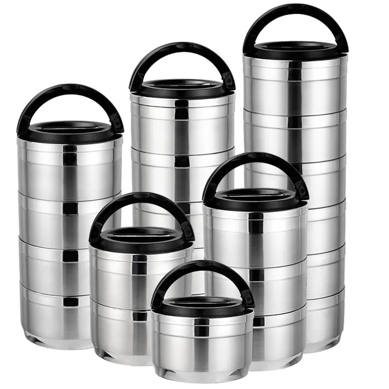 Stainless Steel Heat Preservation Lunch Box 1-6 Layer Super Capacity Japanese Bento Box School Office Camping Food Container