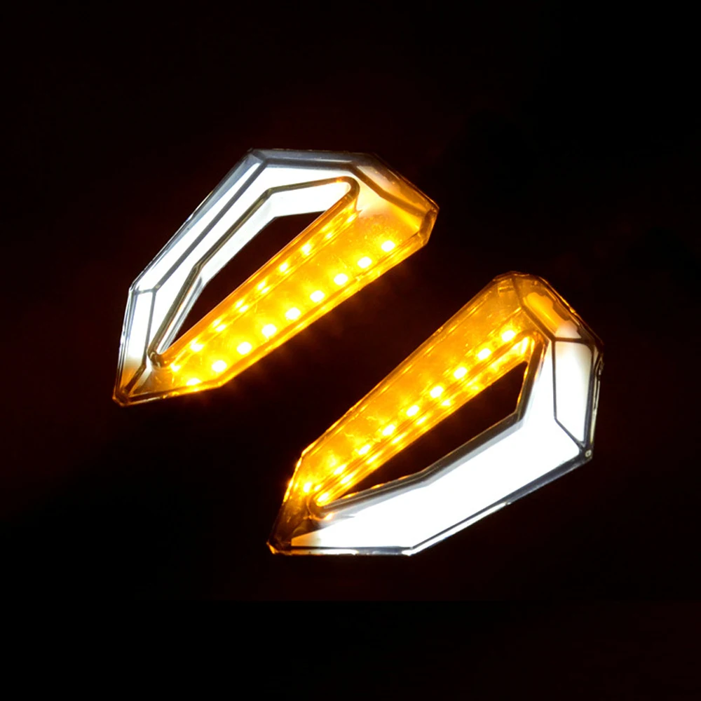 2pcs Flowing Universal Motorcycle Turn Signal Indicators 9 LED 12V Blinkers Flexible Bendable Lamp Light Amber Blue Red White (13)