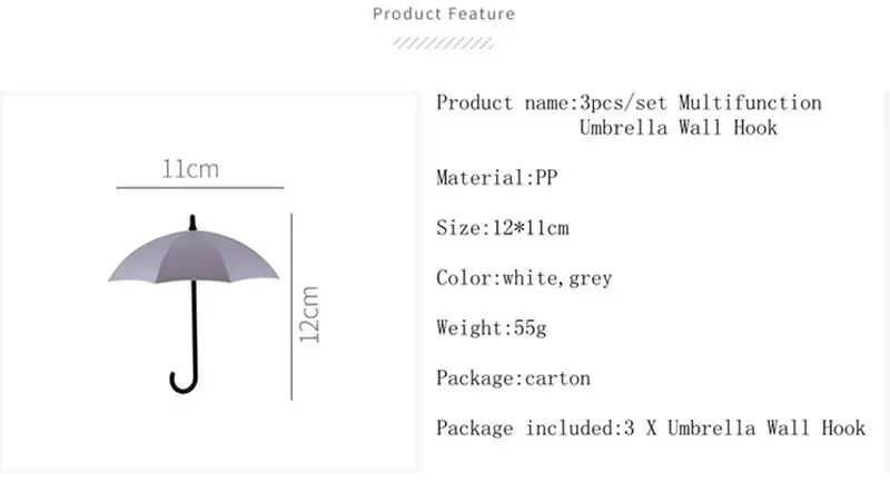 3 шт./компл. Многофункциональный зонтик настенный крючок милый Зонт настенный держатель для ключей настенный крючок-держатель Органайзер