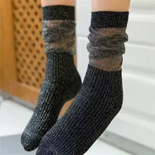 1 пара модных Хлопковых Носков осенние блестящие длинные женские блестящие свободные носки с вуалью для девочек золотые носки серебристого цвета маленькие носки