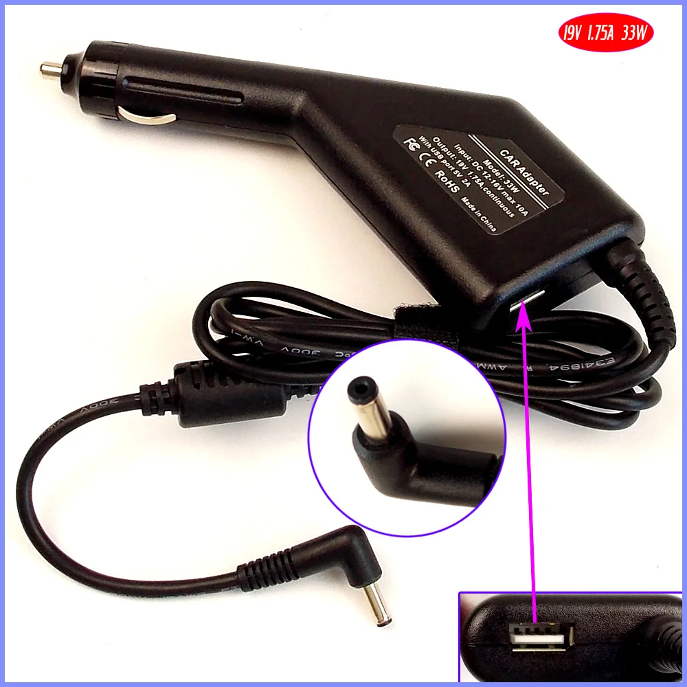 19V 1.75A Laptop Car DC Adapter Charger + USB(5V 2A) for ASUS VivoBook X200 X200CA,X200CA-DB01T X200CA-DB02