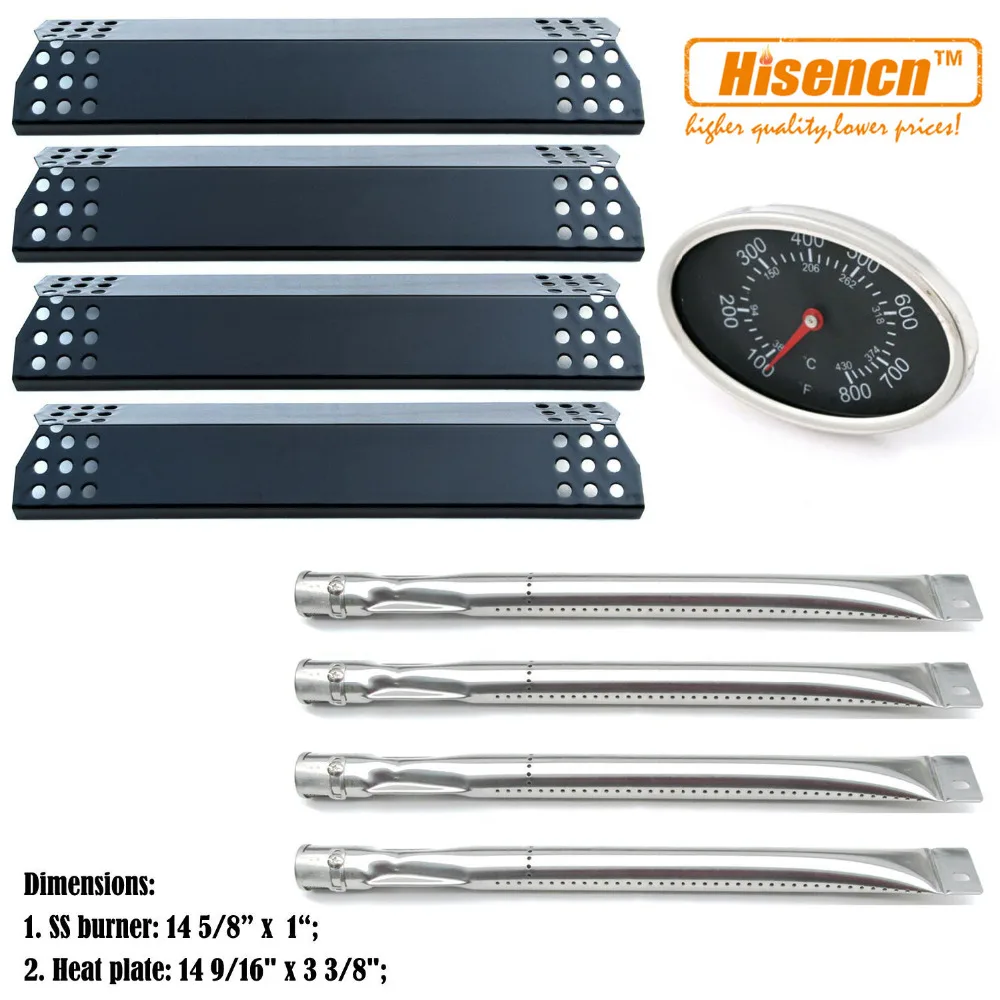 Hisencn Grill Replacement Burners, Heat Plates,22551 Temp Gauge For