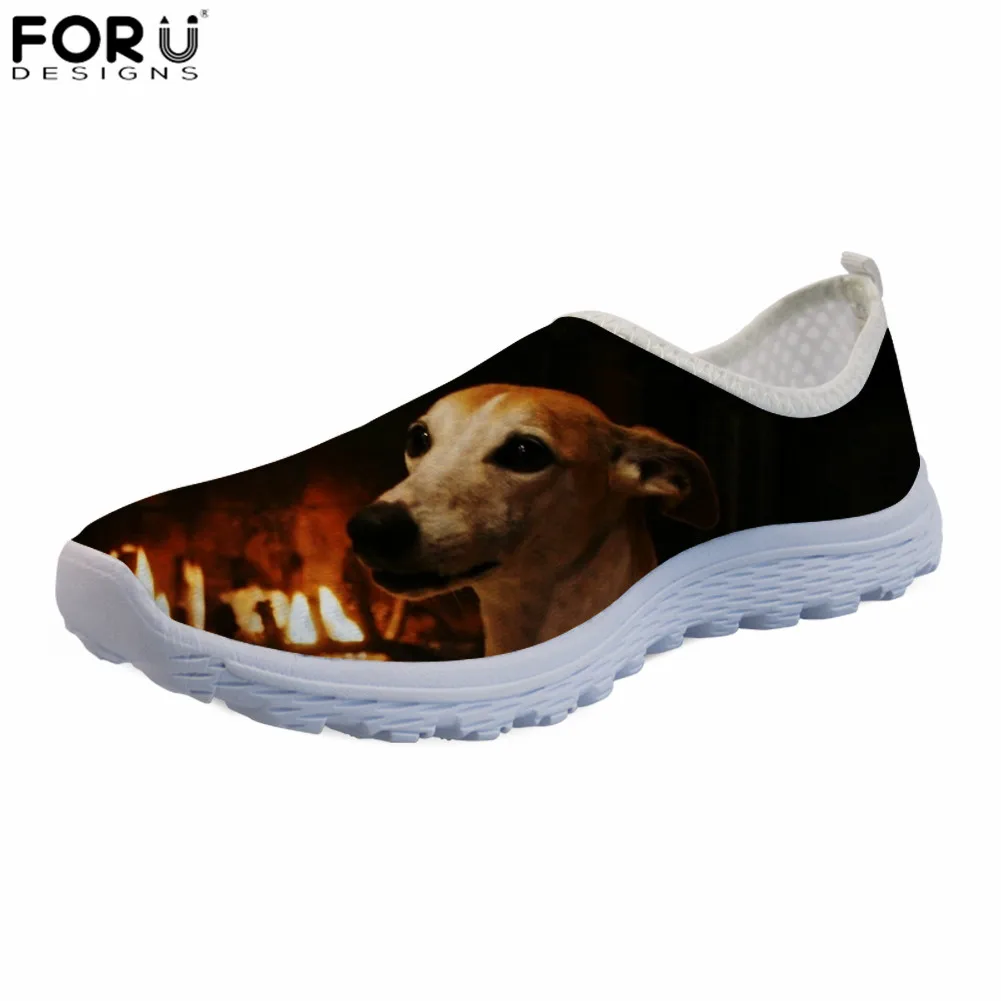 

FORUDESIGNS Sneakers Women's Summer Flats Shoes Whippet Dog Prints Mesh Loafers for Ladies Breathable Shoes Female Casual Shoes