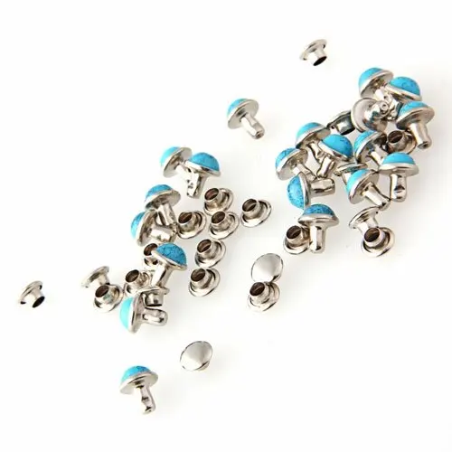 

20x Turquoise rivet studs jewelry rivets hollow rivets Green DIY round rivets 7mm