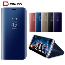 Smart Flip Case For Samsung Galaxy Note 8 S8 S8 Plus S9 S7 Edge C8 C10 J6 A5 A7 A8 A6 2018 Mirror Clear View Leather Case Cover