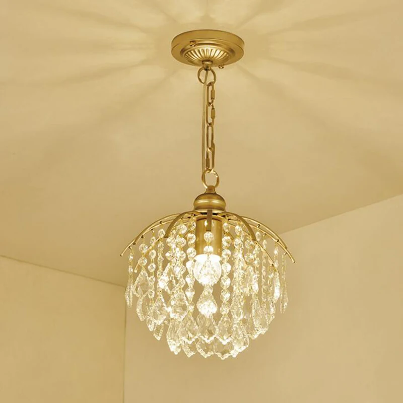 

American country staircase crystal chandeliers Hallway aisle dining room entrance home place mini ceiling lamp led lighting lamp