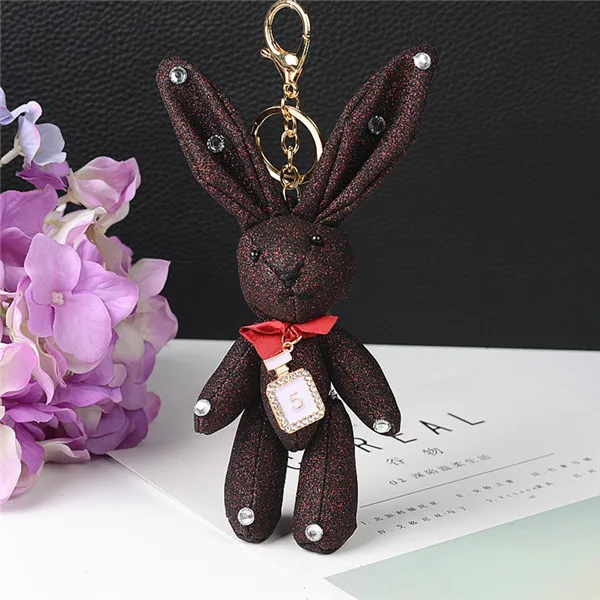 19cm Glitter Rivets, matte, diamonds, long ears Rabbit Doll Baby Soft Plush Stuffed&Plush Animal keychain toys - Цвет: 4