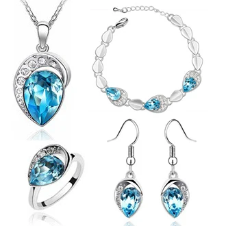 4 Цвета водослива формы и ожерелье браслет серьги Модные женские свадебные комплекты ювелирных изделий, A83 + B140 + C19 + E21