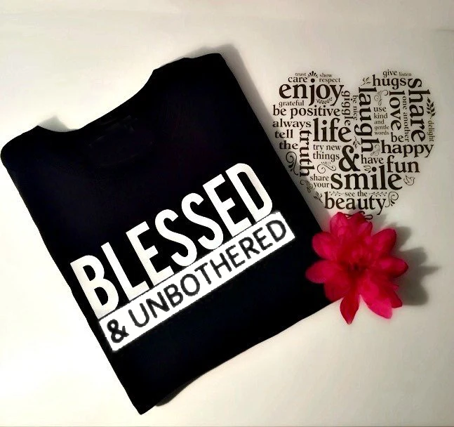 

Blessed and Unbothered Christian Shirts for Women-Blessed T shirt quote aesthetic slogan casual cotton girl gift tee t-shirt top