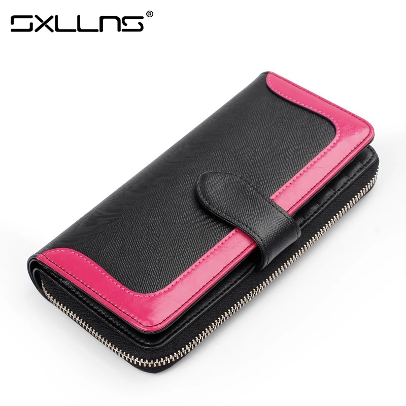 

Sxllns Brand Women Leather Fashion Wallet Womens Wallets And Purses Ladies High Quality Long Wallet Clutch Free Shipping
