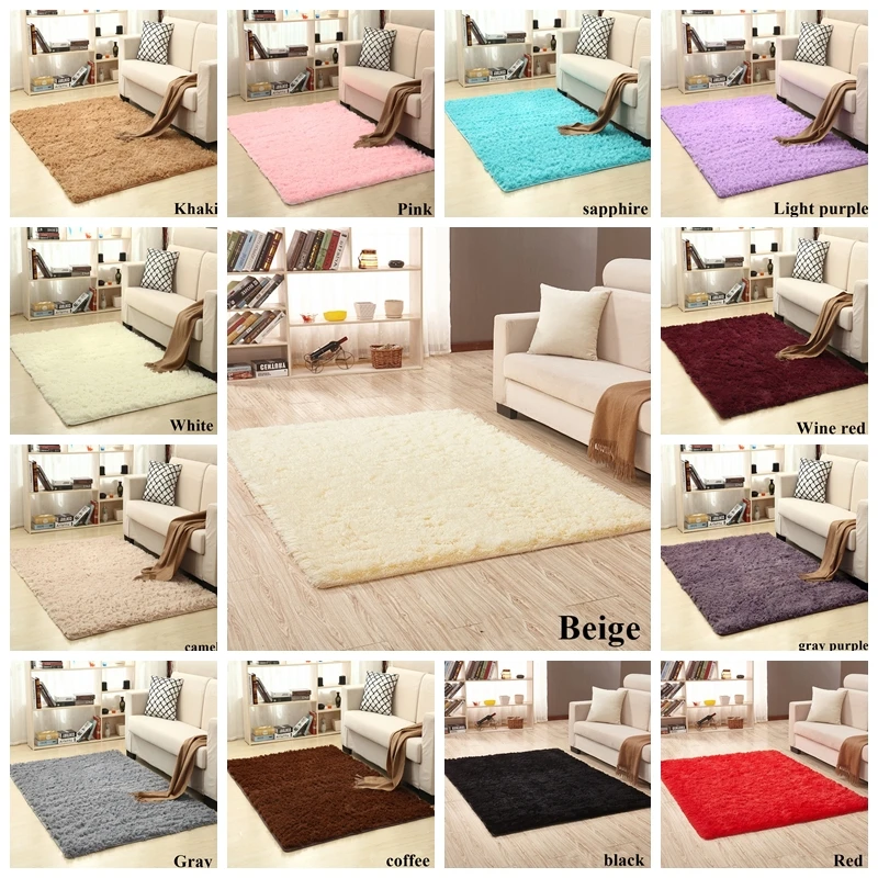 

16 color super soft thick washable silk non-slip carpet living room coffee table bedroom queen bed yoga mat silky soft carpet