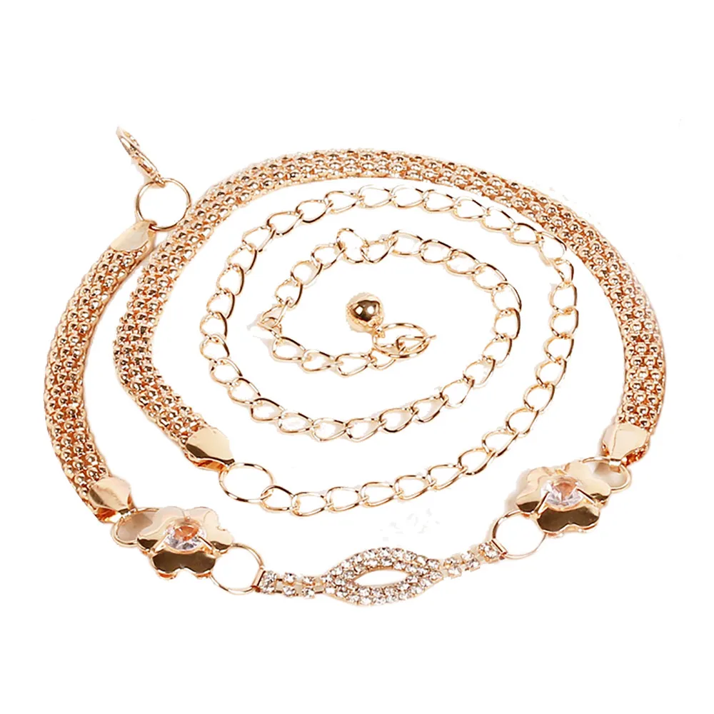 

fashion style Pearl Cinturon Gold bead belts for women metal chain cummerbunds thin girdle decoration diamonds belt Cinturon #10