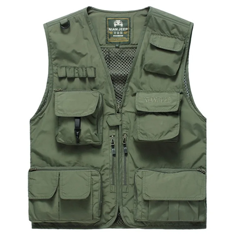 army green 15 карманов для мужчин и женщин на открытом воздухе с несколькими карманами для рыбалки, кемпинга, охоты, походов, фотографий, Съемный тактический Мужской жилет - Цвет: army green