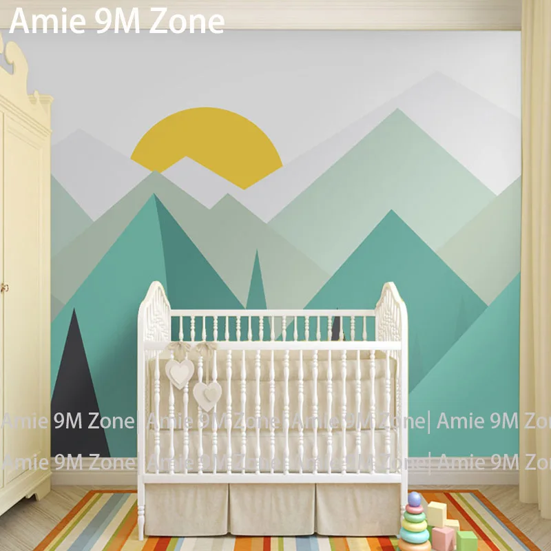 Pure Green Mountain Art Wallpaper Mural On The Wall For Kid S Room Pure Green Mountain Art Wallpaper Mural On The Wall For Kid S Room Nursery Decor Free Shipping In Wallpapers From Home Improvement