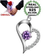 OMHXZJ,, сердце, женский, натуральный аметист, модная kpop звезда, серебро 925 пробы, подвеска, подвески, PE63(ожерелье без цепи