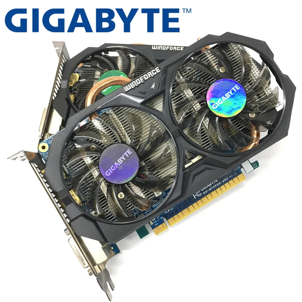 GIGABYTE 2Picess видеокарта оригинальная GTX 750Ti 2 Гб 128 бит GDDR5 видеокарты для nVIDIA Geforce GTX750Ti Hdmi используется VGA карты