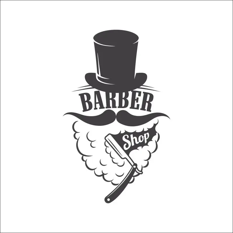 DCTAL hombre Barber Shop pegatina ESTD Chop Bread Decal Haircut pelo Clipper afeitar vinilo Wall Art decalques decoracion 3333