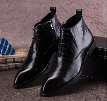 

Ankle boots pointed toes dress shoes men genuine leather high top Outdoor Casual Men Winter Shoes Botas Homme martin boots
