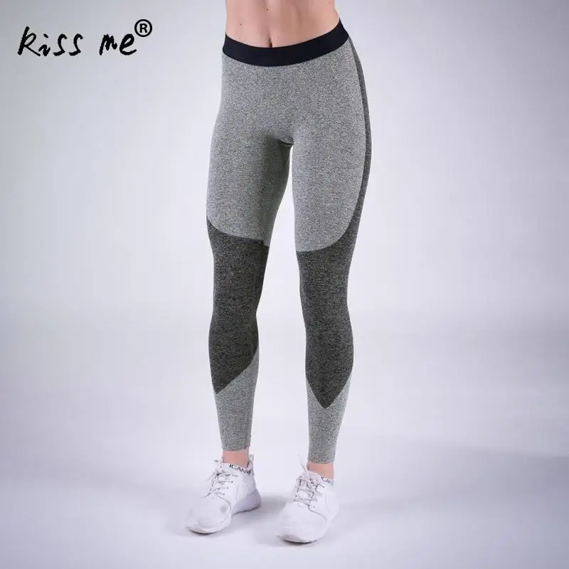 Running Tights gray Sports Leggings Pink Yoga Pants Patchwork Fitness
