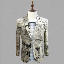 Новые персонализированные куртки с газетным принтом, костюмы, мужские свадебные платья, мужские корейские ночные клубы, костюм диджея S-5XL