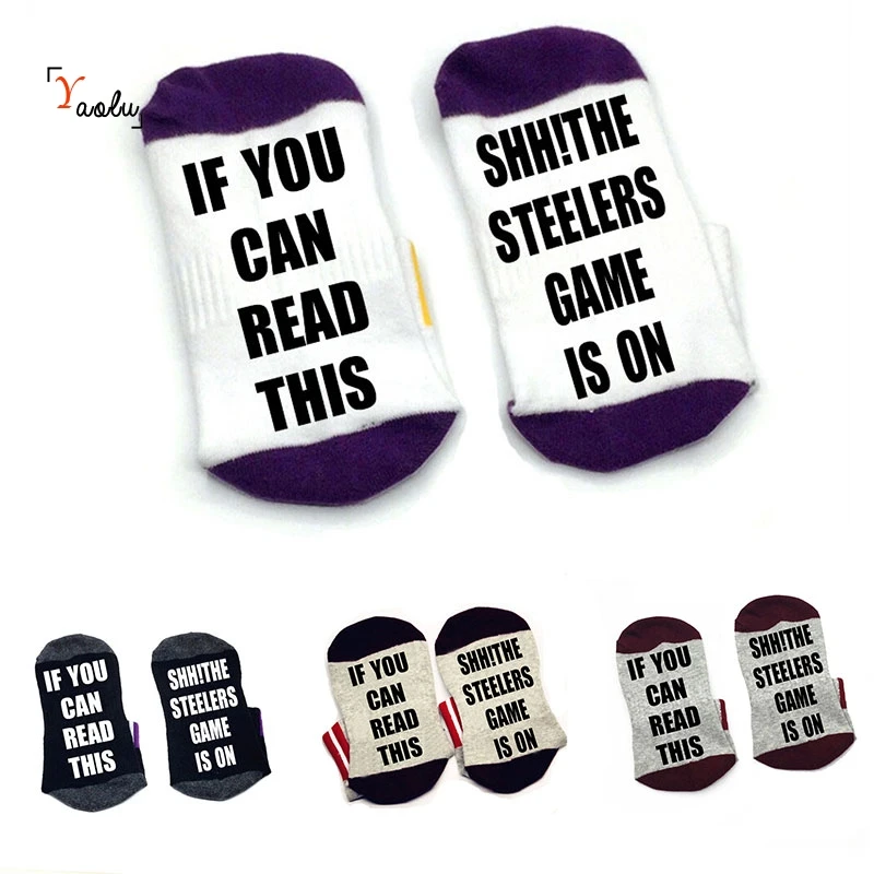 

If you can read this Socks Shh! the Steelers game is on Socks cotton comfortable Men Women ankle Socks with cute sayings