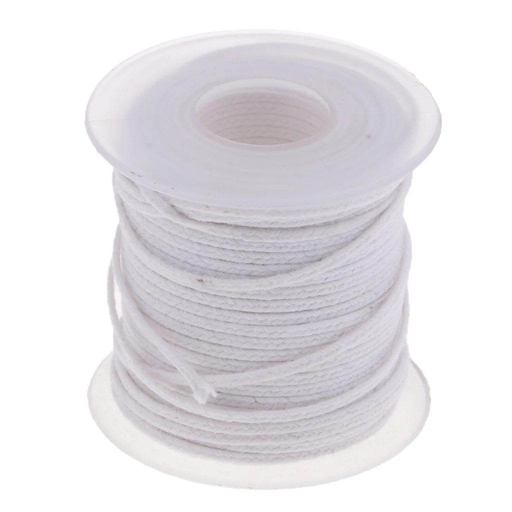 MagiDeal 1 Spool of 30 Meters / 98 Feet Cotton Braided Candle Wick for Candle Making DIY Candle Craft White