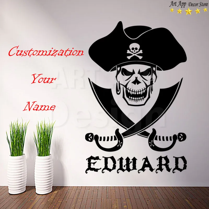 Good quality name design pirat skull home decor cheap vinyl wall sticker removable house decoration creative skeleton decals Good quality name design pirat skull home decor cheap vinyl wall sticker removable house decoration creative skeleton decals