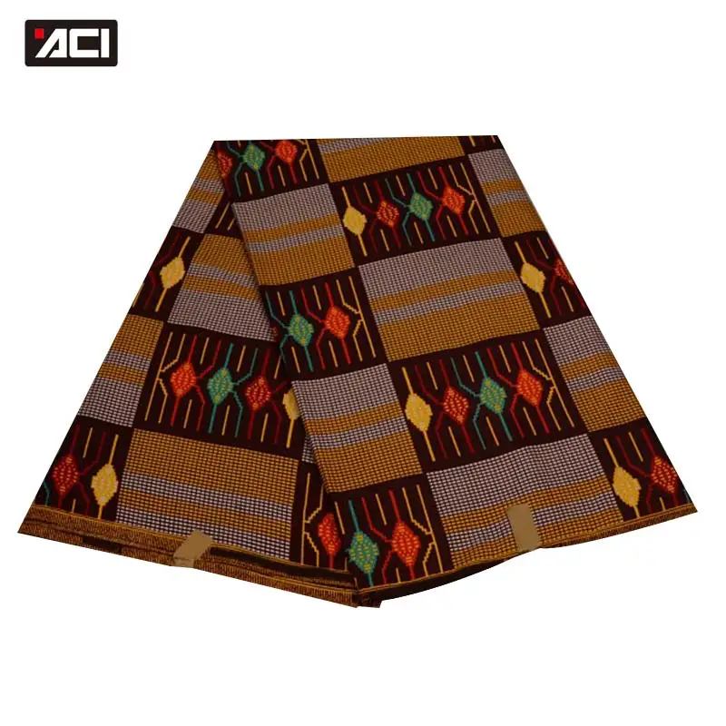 

ACI New Arrival Ghana Kente Fabric For Wax Print Dress African Wax Cloth Printed Fabric 6 Yards Ankara Fabric African Real Wax