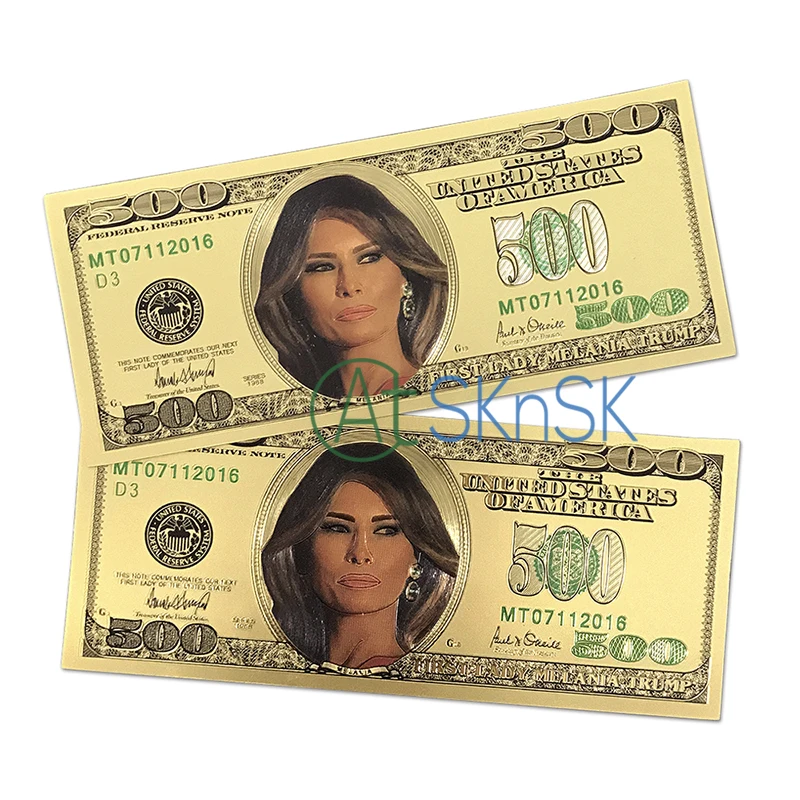 Памятные банкноты 10 шт./лот первая леди Мелания Трамп $500 Позолоченные предмет для