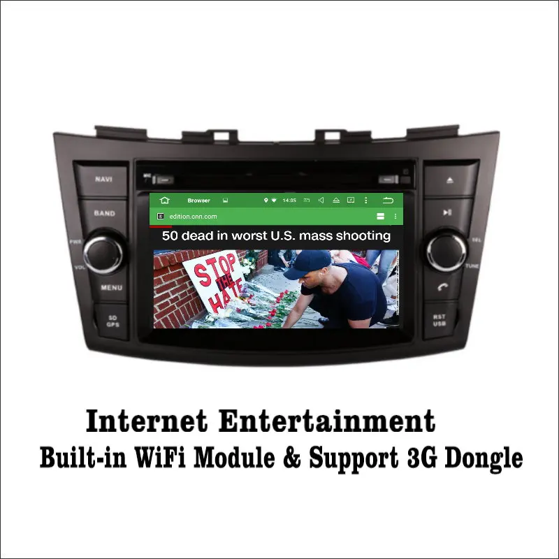 Cheap Liislee Android 7.1 2G RAM For Suzuki Swift 2010~2017 Car Radio Audio Video Multimedia DVD Player WIFI DVR GPS Navi Navigation 2