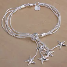 925 ювелирные изделия посеребренный браслет, 925 ювелирные изделия звезды кулон браслет H099