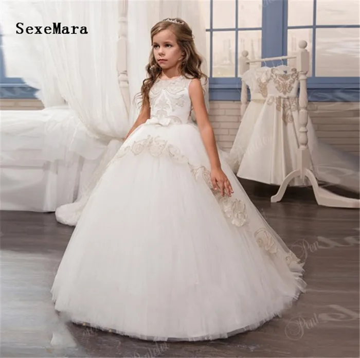 

New Champagne Lace Ball Gown Girls First Communion Dress Special Occasion Wear Girls Dress for Wedding Custom Made Size
