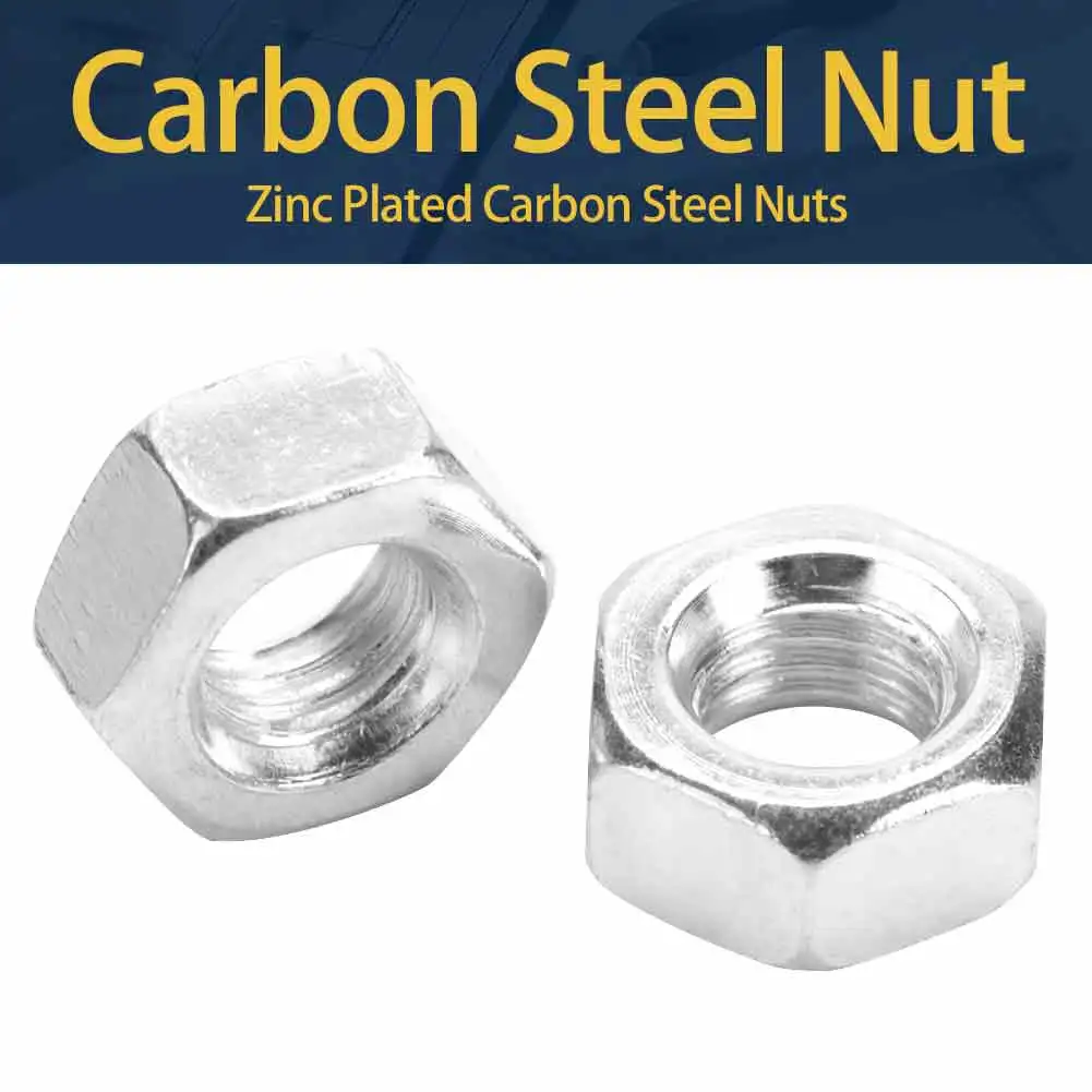 

5 Sizes M6-M14 Carbon Steel Zinc Plated Hex Nut Thread Nuts Fasteners New Arrival