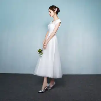 DongCMY 2019 New Princess Junior Bridesmaid Dresses White Color Short Elegant Vestido Gowns
